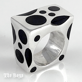 Plain & Onyx Stone Square Ring Mexican Sterling Silver
